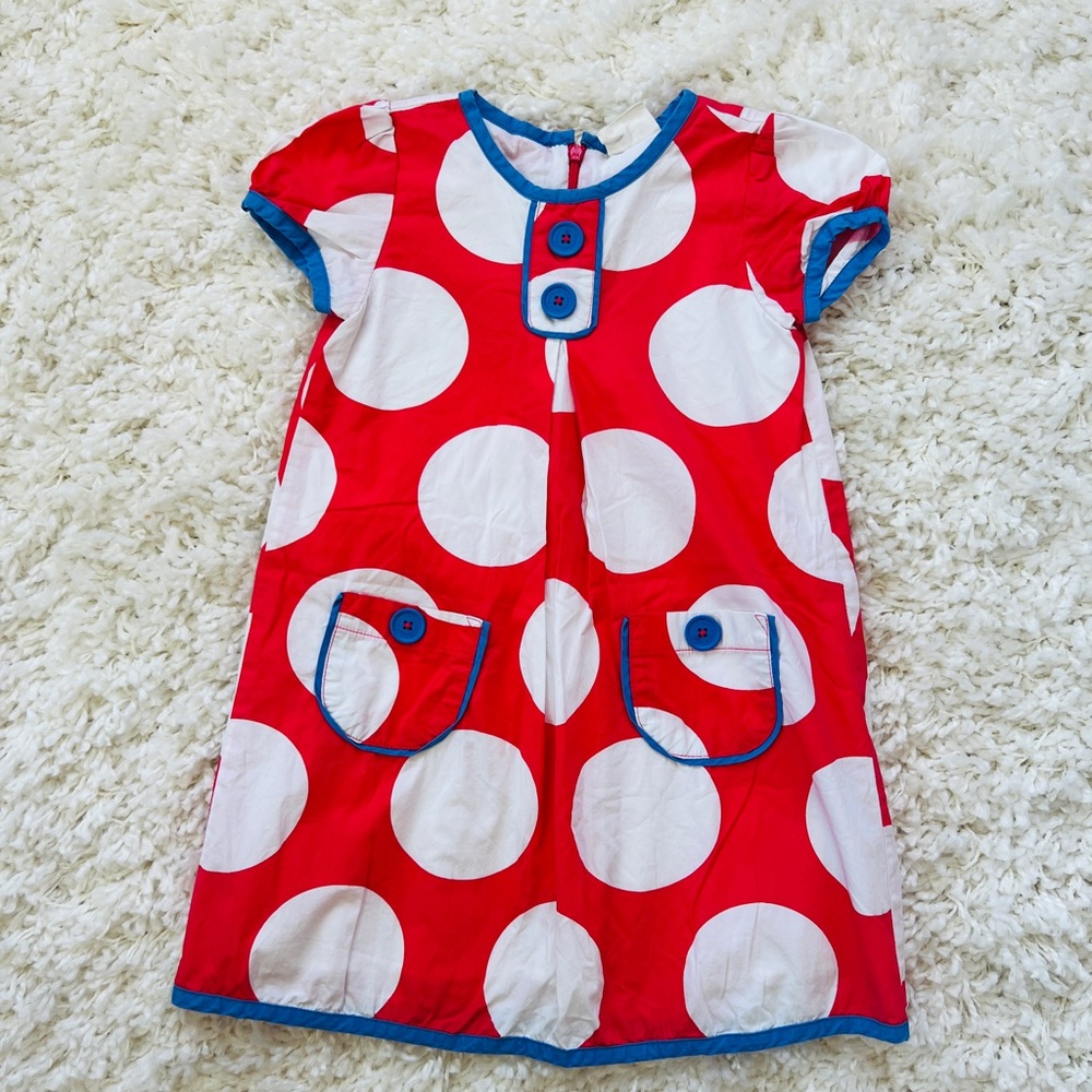 MiniBoden Red and White Polka Dot Dress